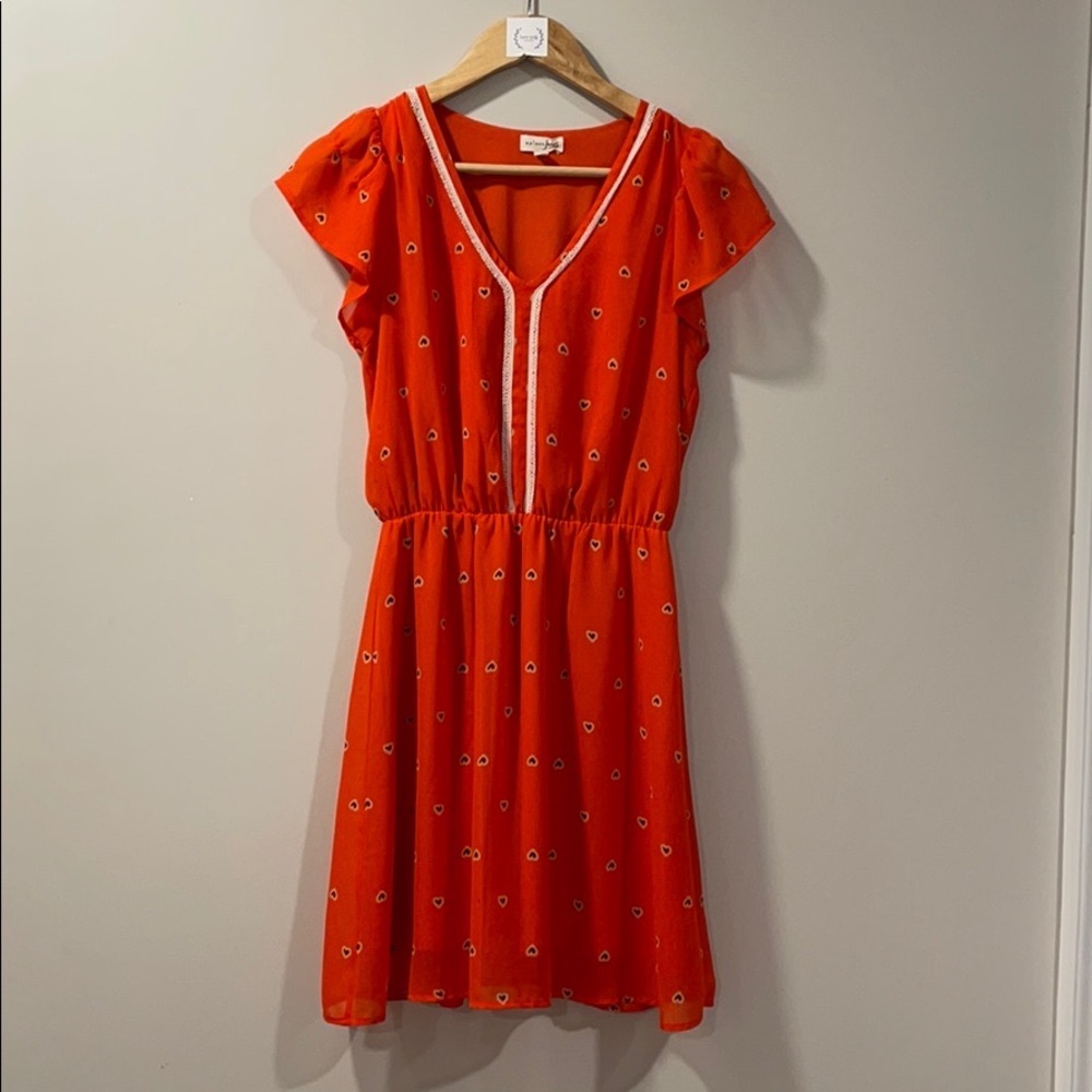 Madison Jules Orange Dress with Hearts